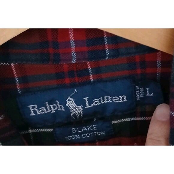Ralph Lauren Blake Button Down Shirt Size Large Red Green Plaid Holiday Academia - Picture 5 of 9